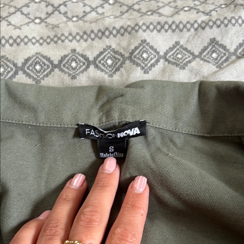 Olive Green Button-Up Shacket - Picture 2 of 8